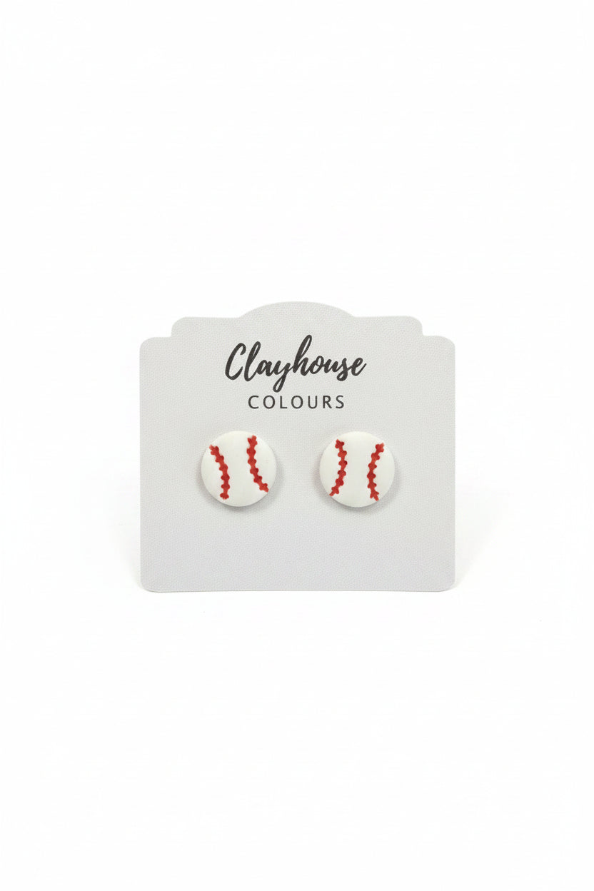 Clay Baseball Studs Earrings
