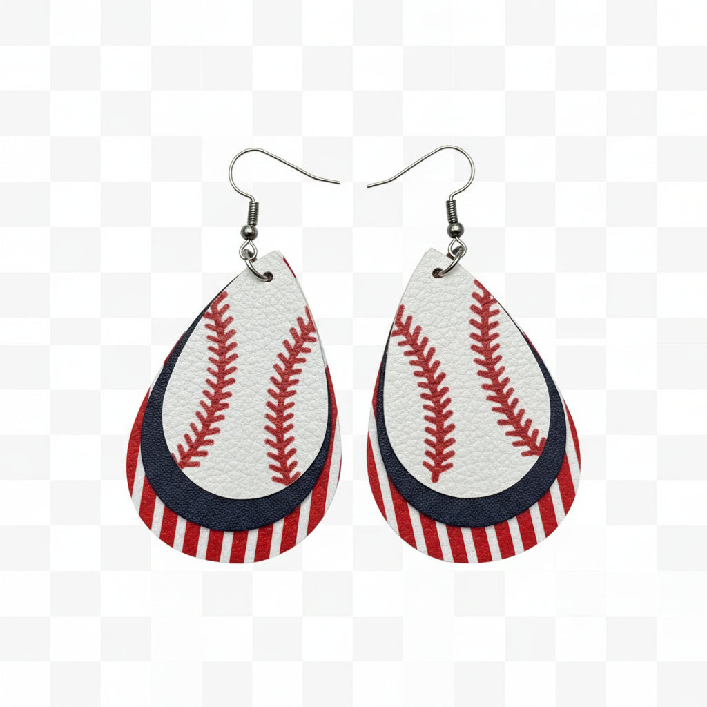 Teardrop Baseball Earrings