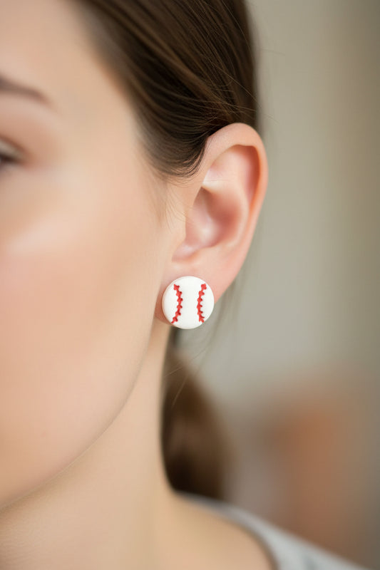 Clay Baseball Studs Earrings
