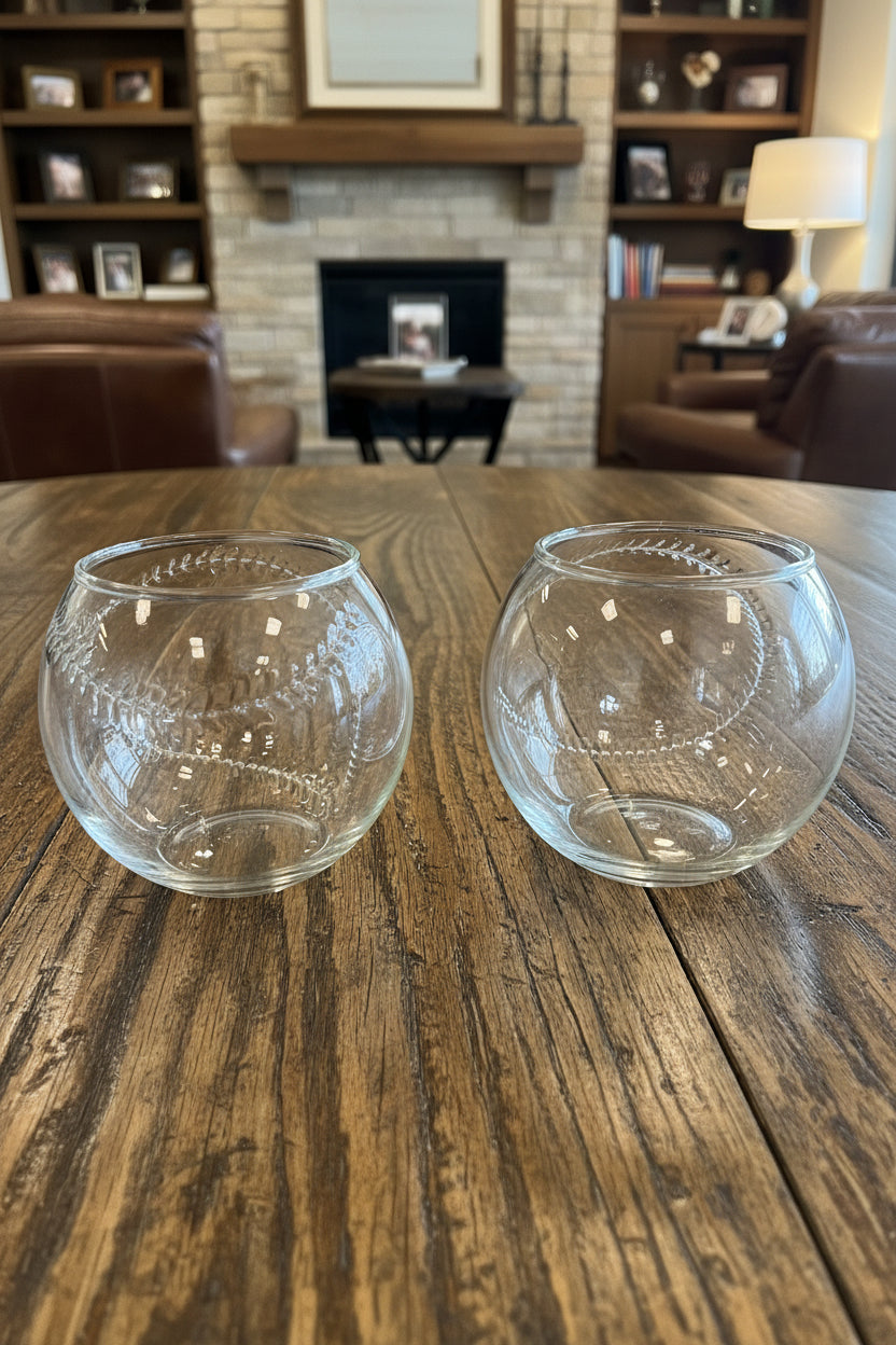 Round Baseball Whiskey Glass