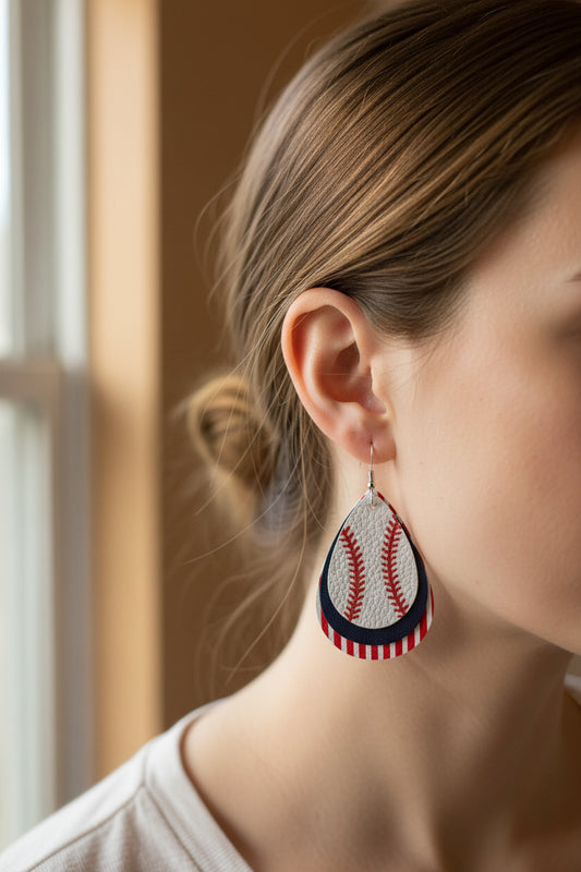 Teardrop Baseball Earrings