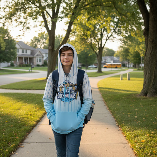 Hoodie with a logo on a white background